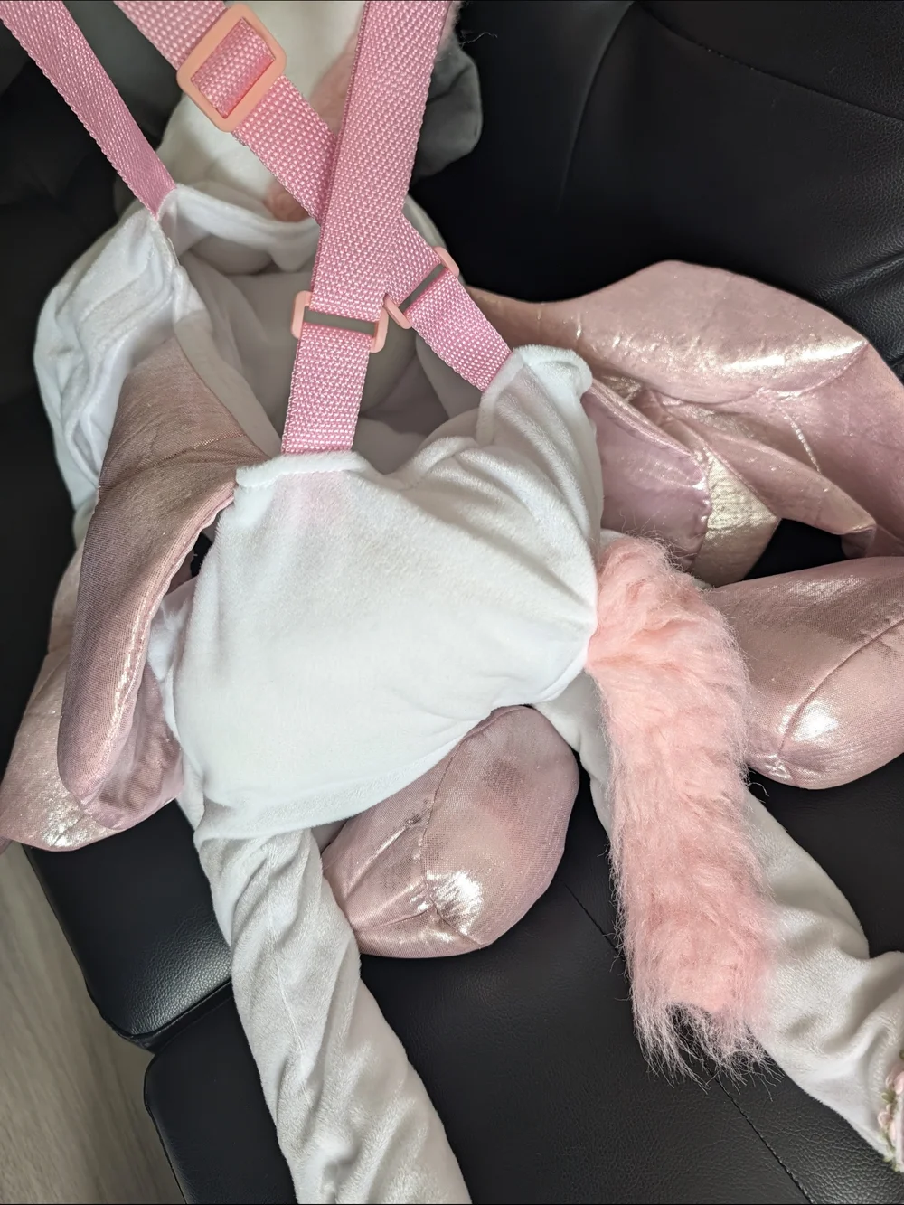 Pink Plush Unicorn Ride-On Costume Backpack for Kids